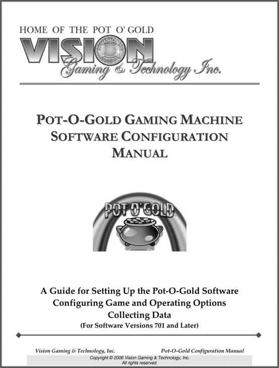 Product picture Pot-O-Gold Software Manual - 8Liner Gaming Machine